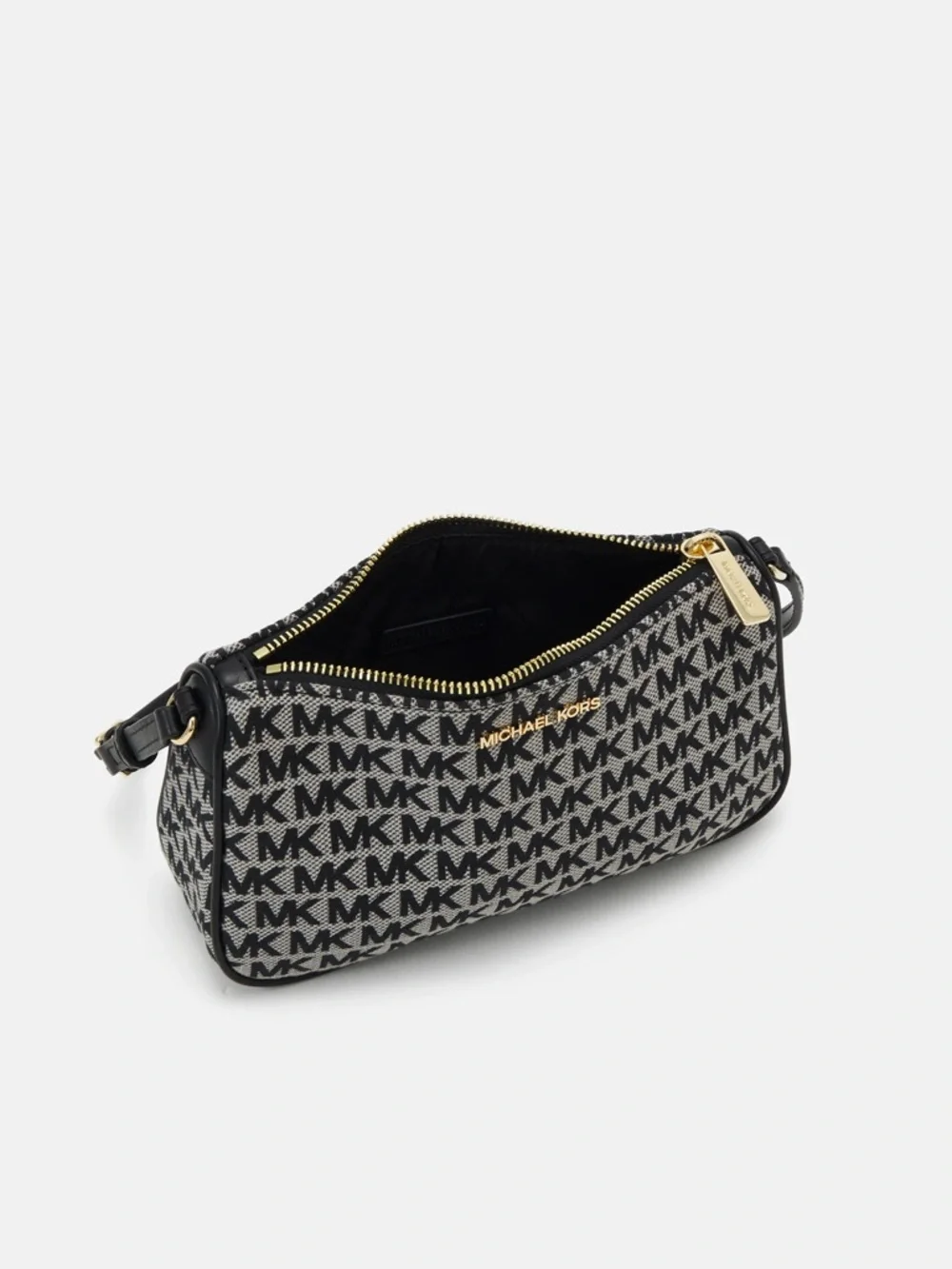 Michael Kors Black and Cream MK Logo Shoulder Bag - Picture 5 of 6